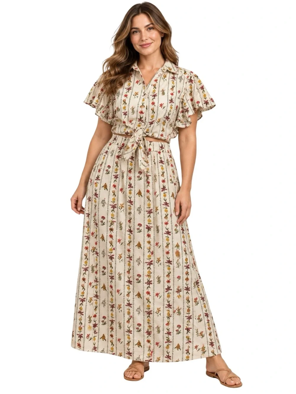 NWT Philosophy Republic Floral Cotton Top Maxi Skirt 2 Piece Set Large